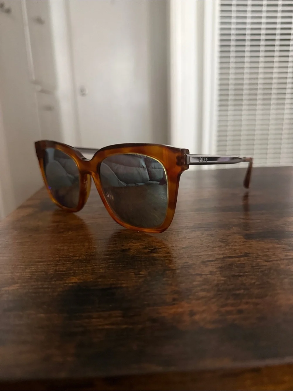 Diff Eyewear Brown Frame Sunglasses with Mirrored Lenses